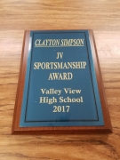 2017 JV Sportsmanship Award Clayton Simpson