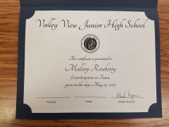 2017 Participate Certificate Mallory Roseberry