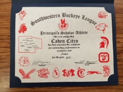2017 Principal's Scholar Athlete Certificate Caden Citro