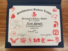2017 Principal's Scholar Athlete Certificate Lane Powell