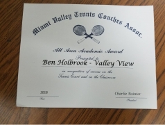 2018 MVTCA All Area Academic Award Ben Holbrook
